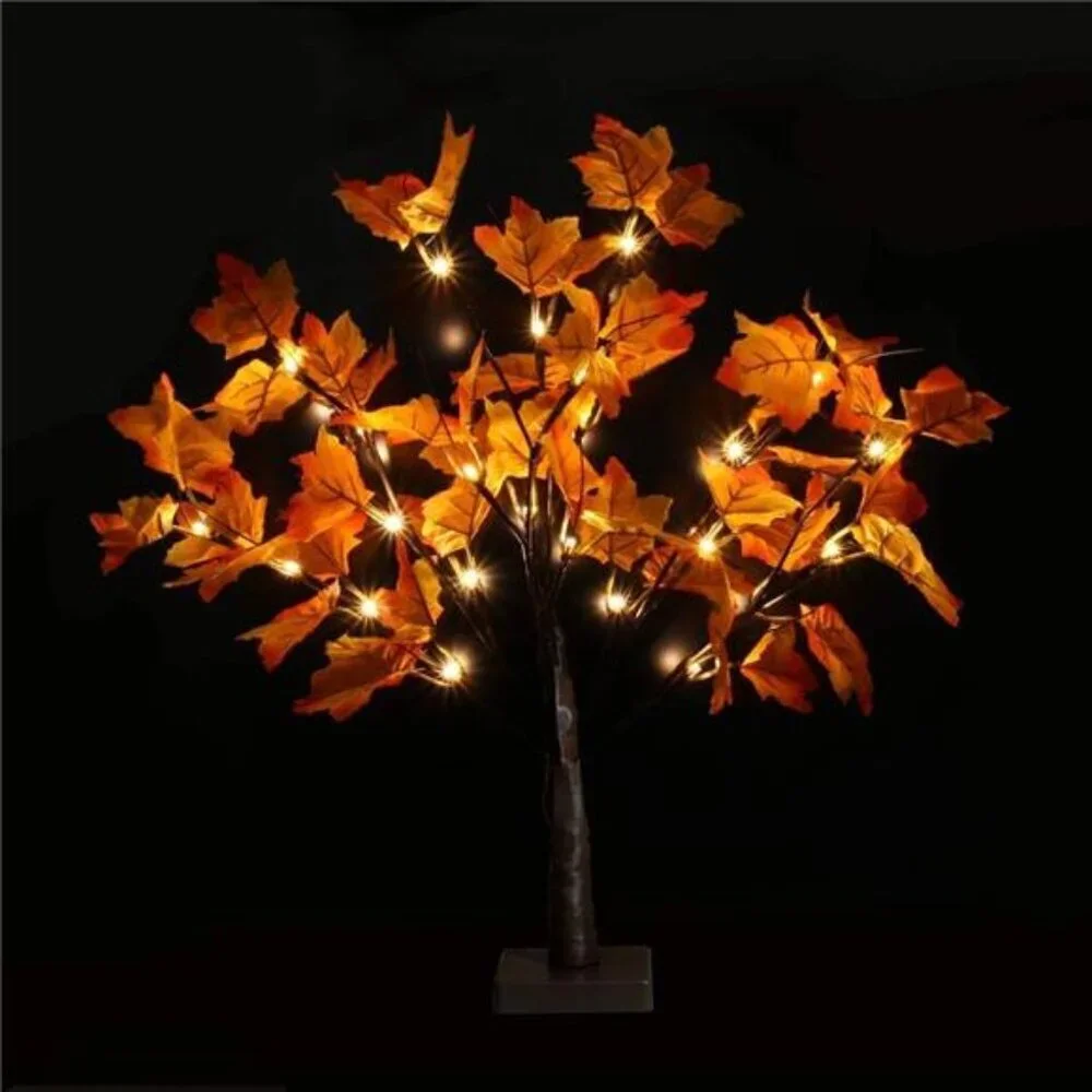 Artificial Fall Maple Tree LED Lights Thanksgiving Autumn Harvest Home Decor Tab